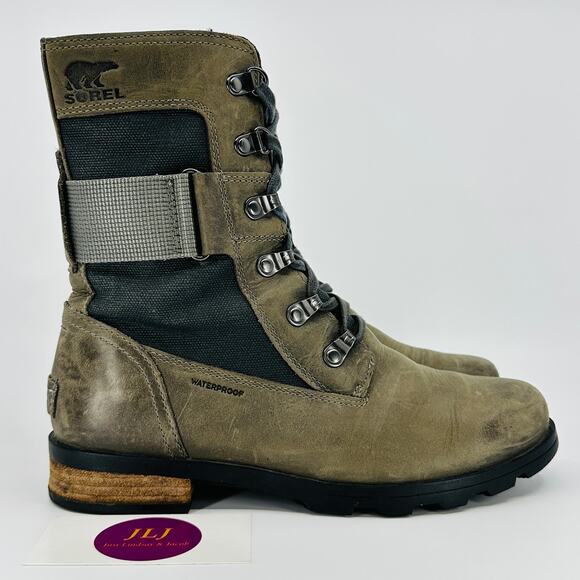 Sorel Women's Emelie Conquest Quarry Waterproof Leather Boots NL3042-052 Size 7 - Picture 1 of 11